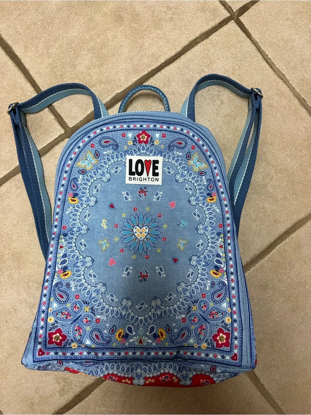 Brighton Blue Floral Paisley Bandana Backpack